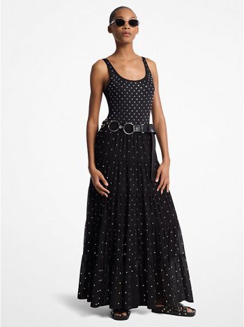 Falda Studded Tier Maxi