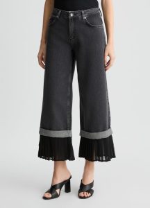 Pantalón Flare Denim&Plisse Hw-Liujo