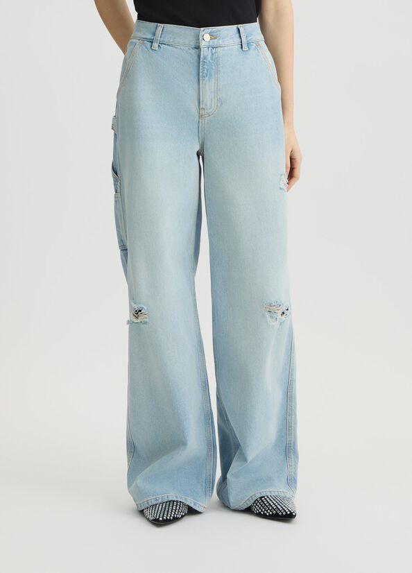 UA5200D499078842-Liujo-Pantalón acampanado con pequeños degarros
