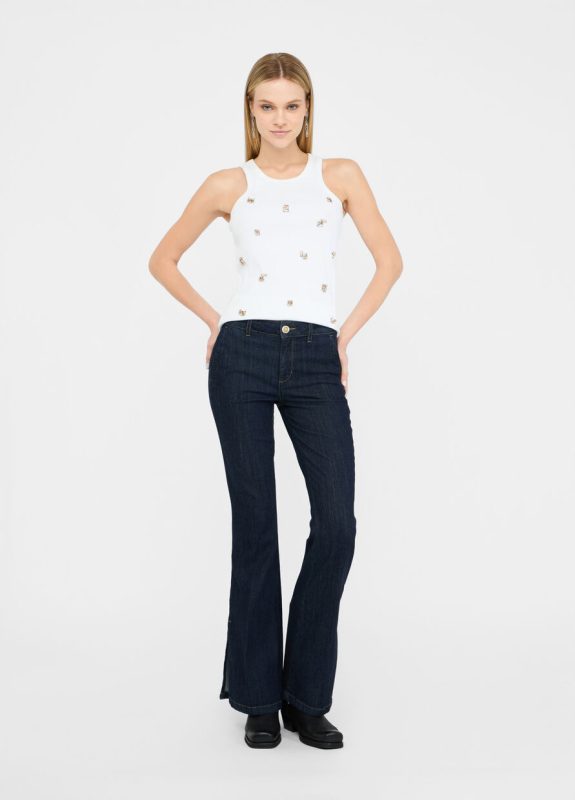 PANT  BEAT FRENCH SPLIT H W-Liujo