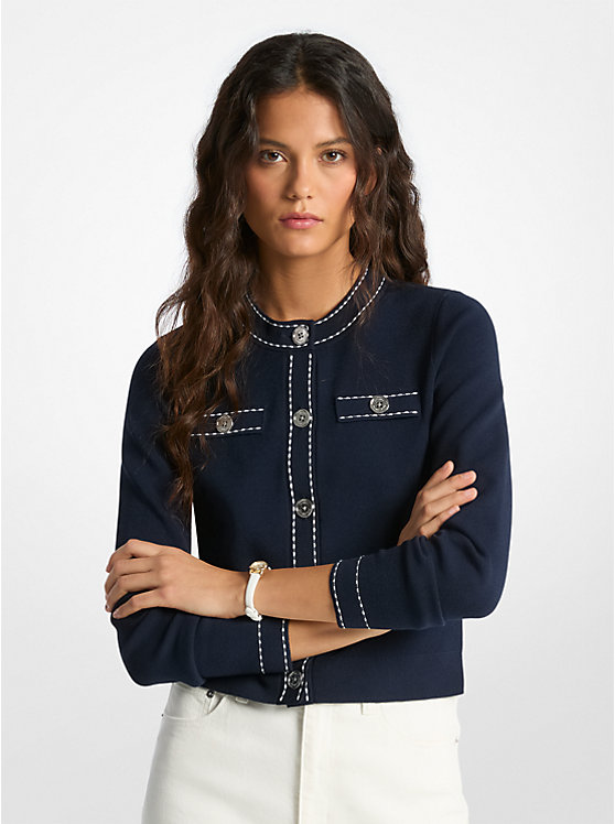 CNTRST STITCH CARDI