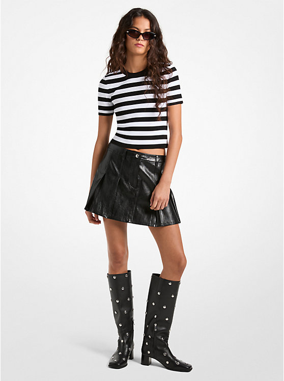 FX LTHR PLEATED MINISKIRT