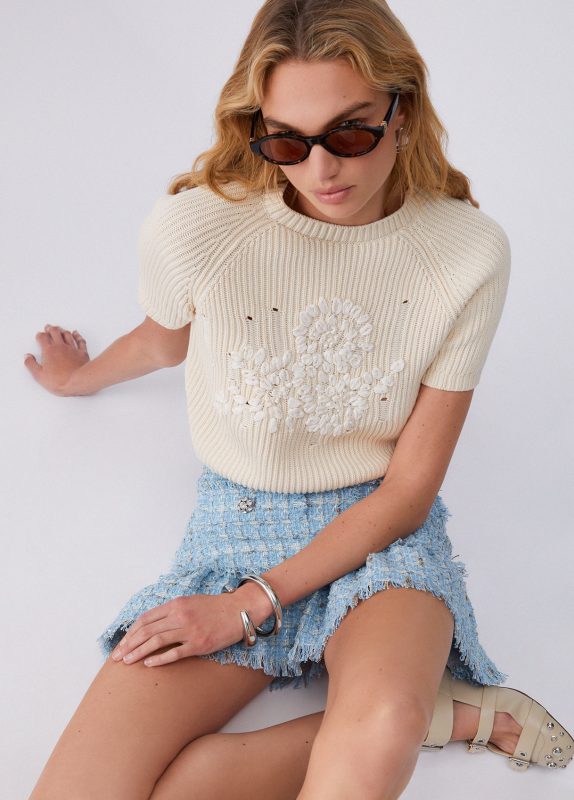 Top In Maglia Con Ricamo In Rafia-Liujo