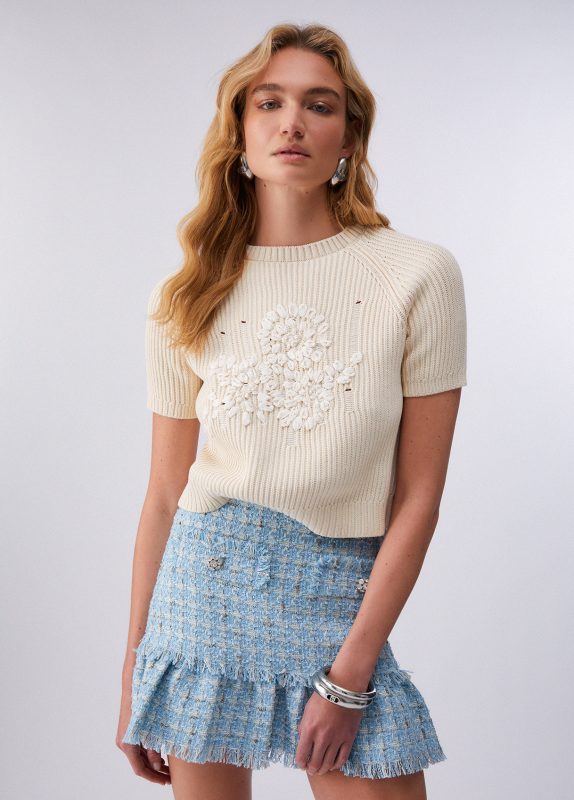 Top In Maglia Con Ricamo In Rafia-Liujo