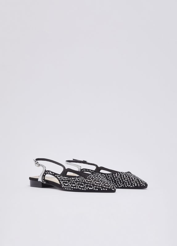 Sling Back Microfiber Strass/mi Black-Liujo