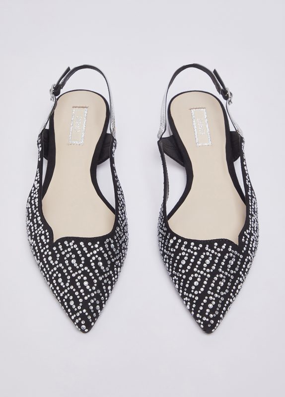 Sling Back Microfiber Strass/mi Black-Liujo