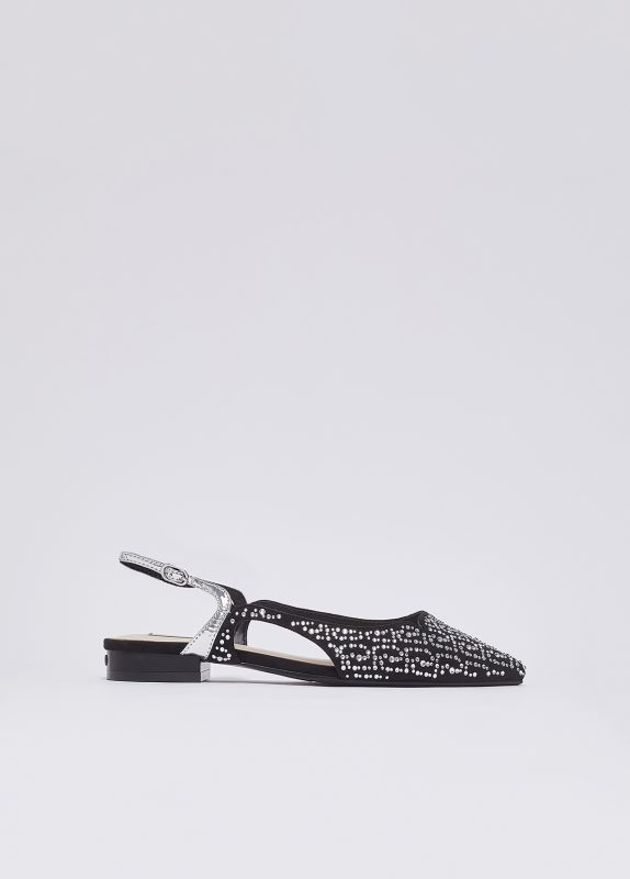 Sling Back Microfiber Strass/mi Black-Liujo