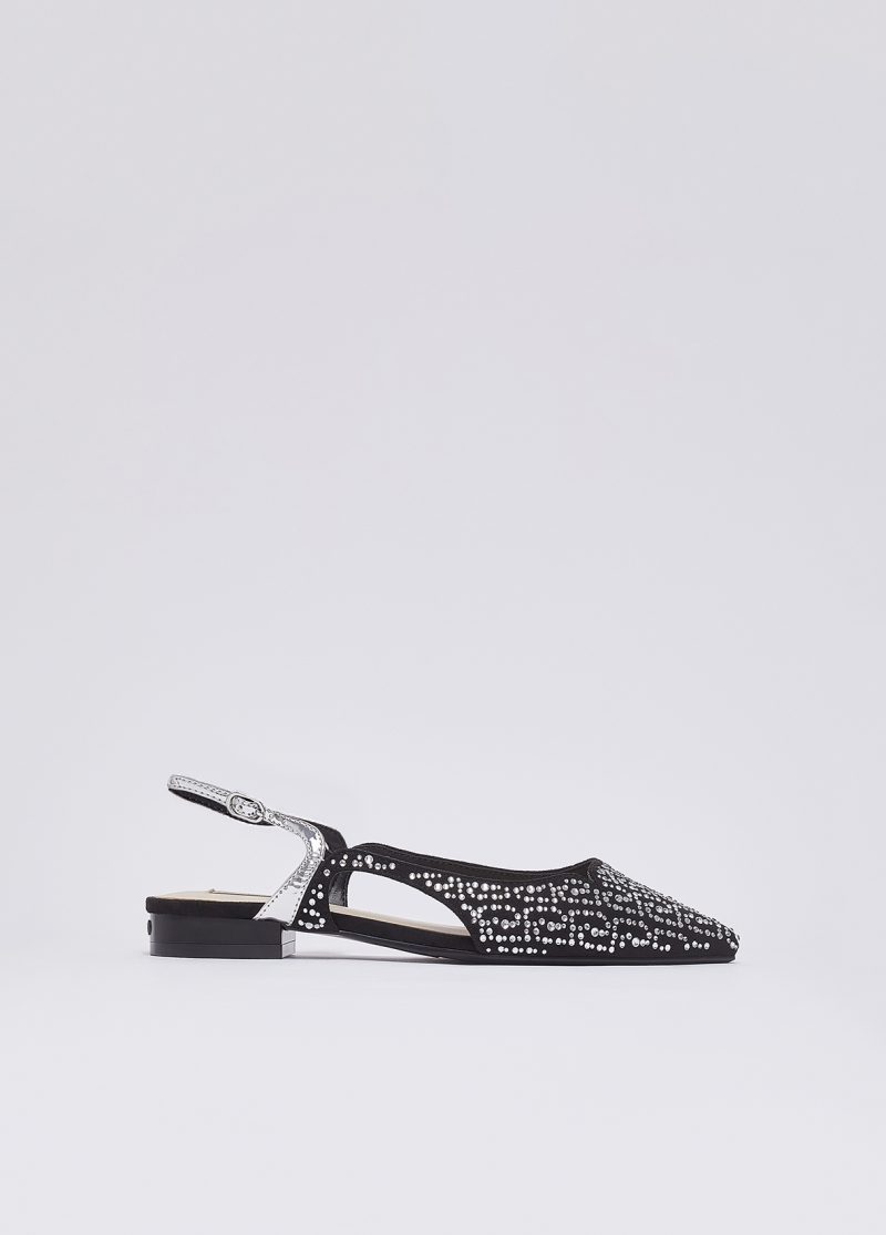 Sling Back Microfiber Strass/mi Black