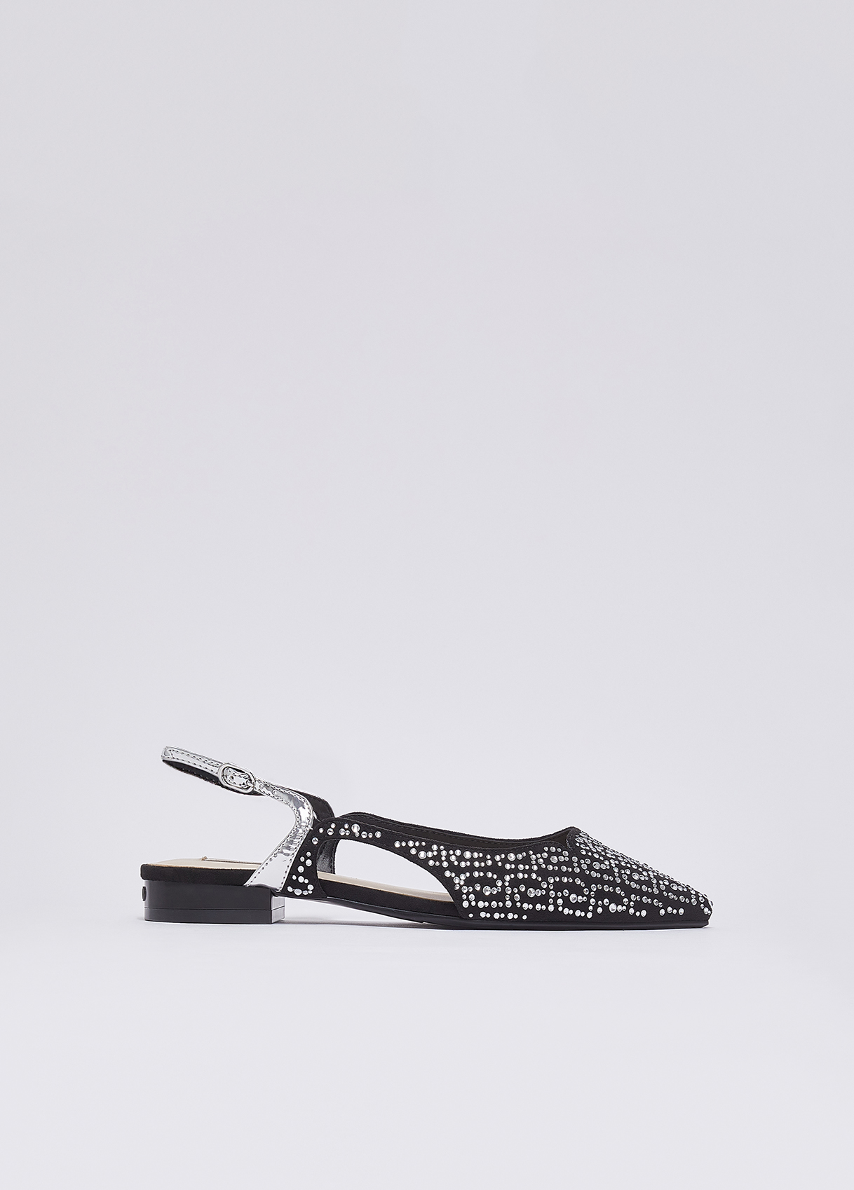 Sling Back Microfiber Strass/mi Black-Liujo