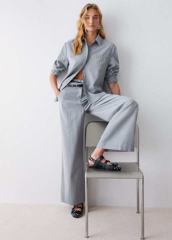 Camicia Ts M/l Grigio Gessato-Liujo