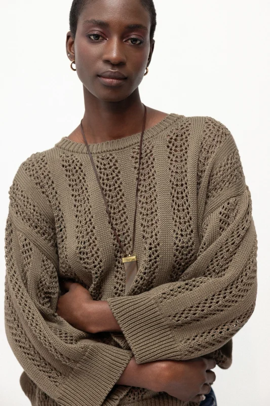Sweater Lages – Khaki-Lanidor