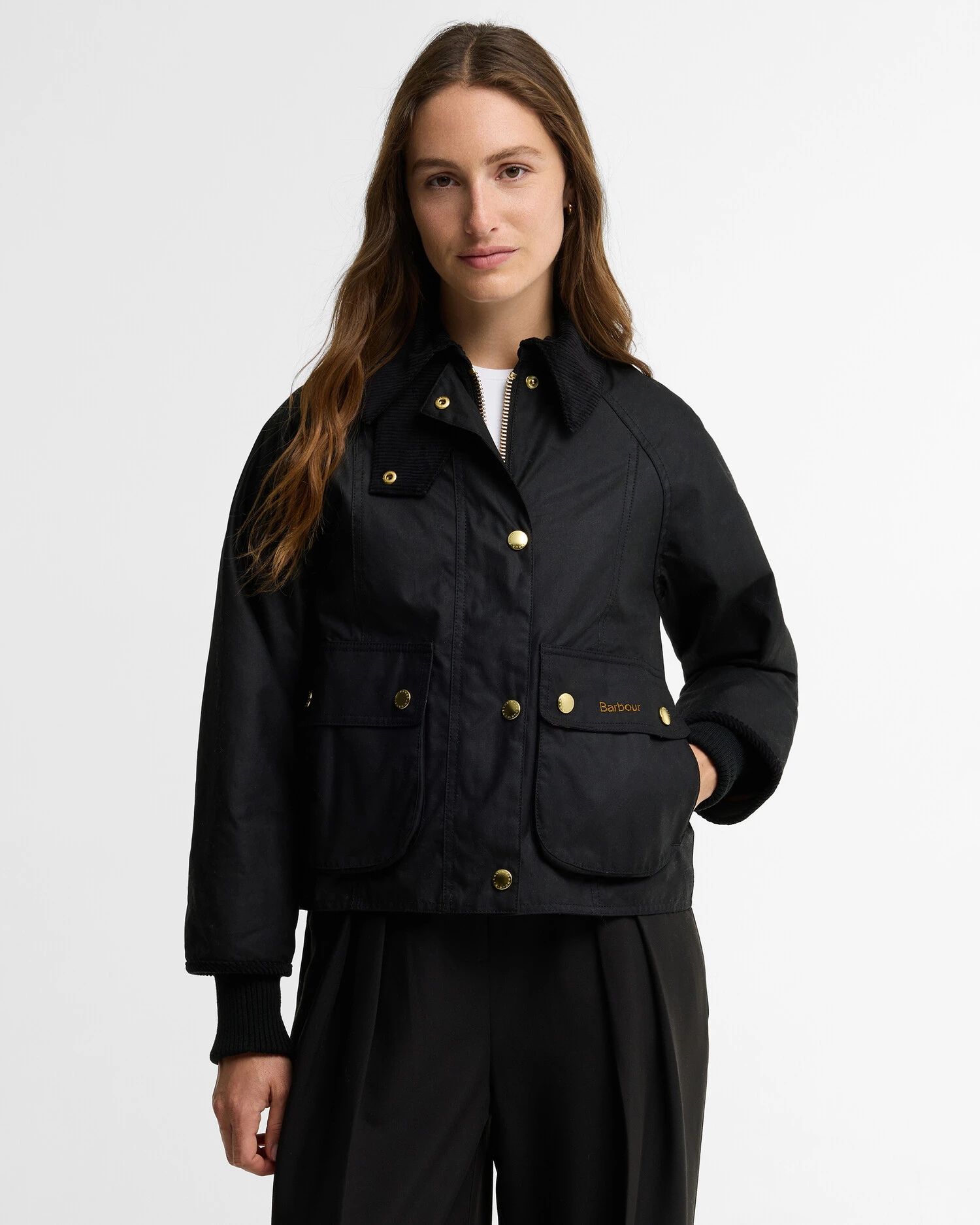 Barbour Cropped Beadnell Wax Jacket-Barbour