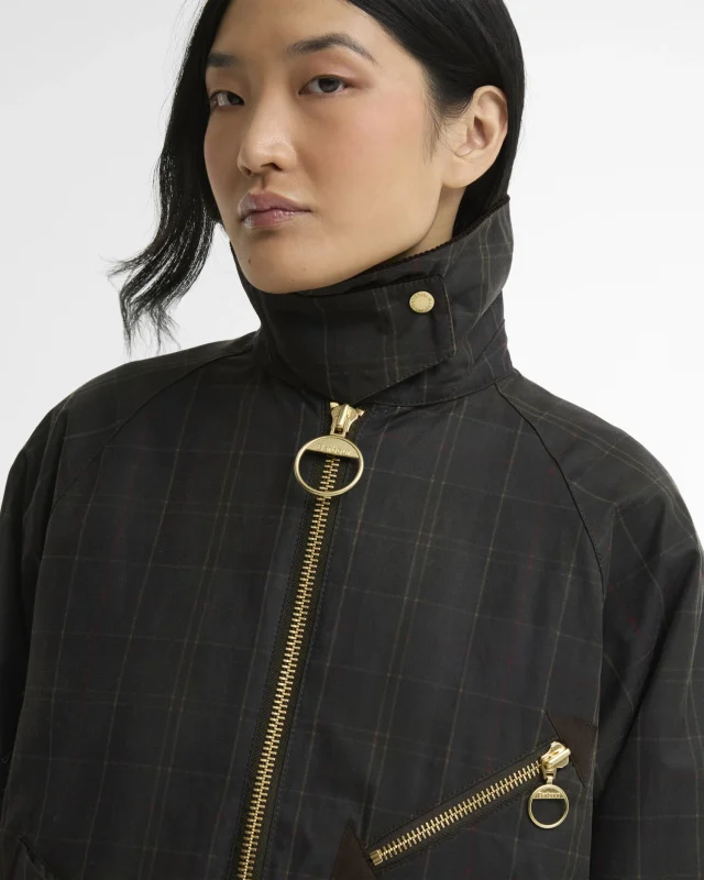 Barbour Arlene Checked Wax Jacket-Barbour