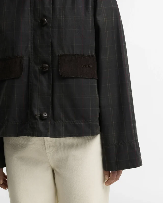 Barbour Adina Checked Wax Jacket-Barbour