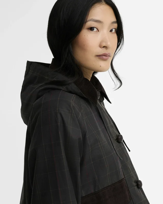 Barbour Adina Checked Wax Jacket-Barbour