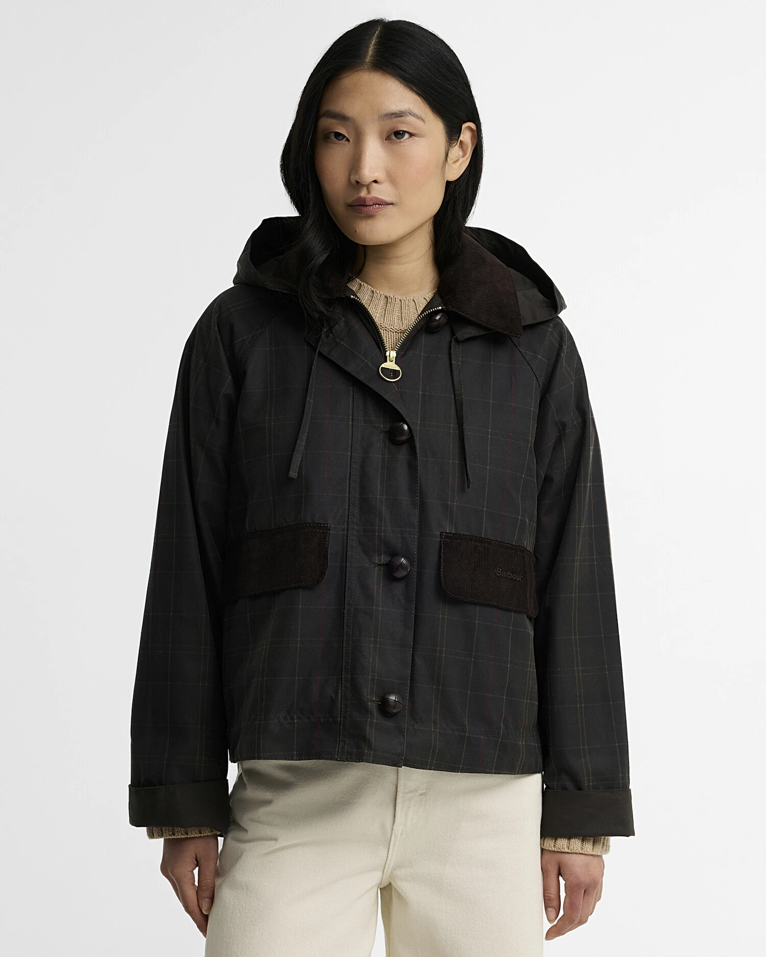 Barbour Adina Checked Wax Jacket-Barbour
