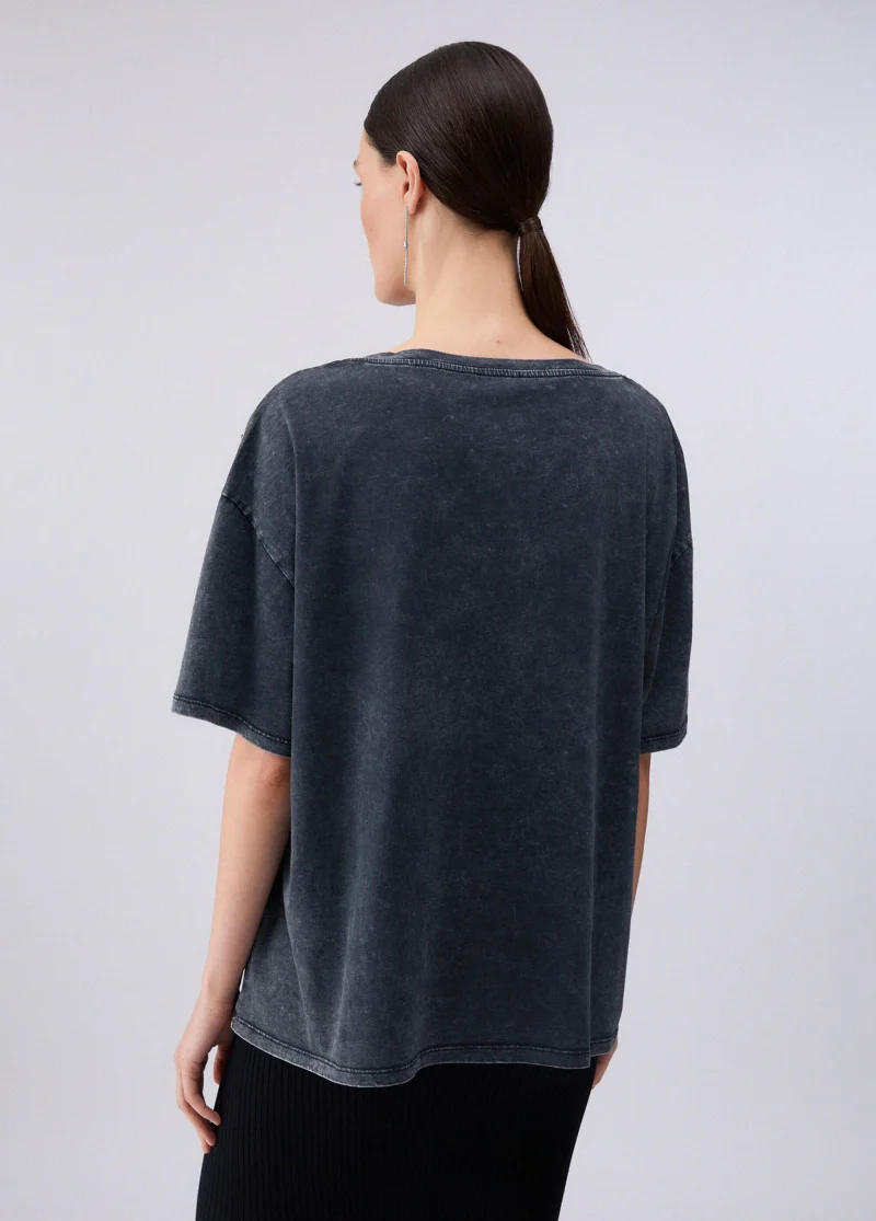 T-Shirt Moda M C Nero Washed Baby